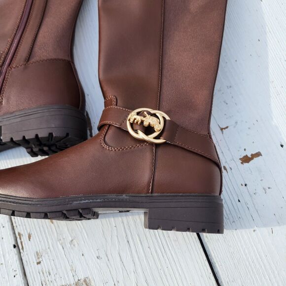 Coach Women's Walnut Farrah Leather Riding Boots Sz 5 Eu 35.5 - Picture 5 of 13